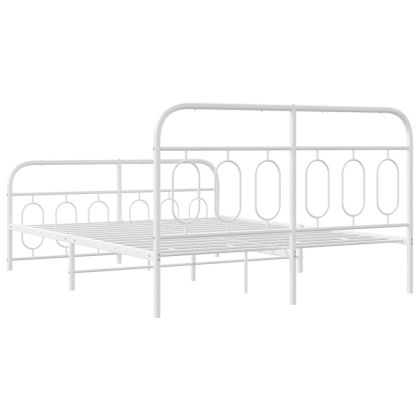 Метална рамка за легло с горна и долна табла, бяла, 150x200 см