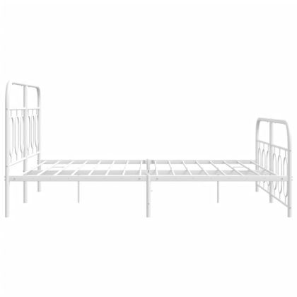 Метална рамка за легло с горна и долна табла, бяла, 150x200 см