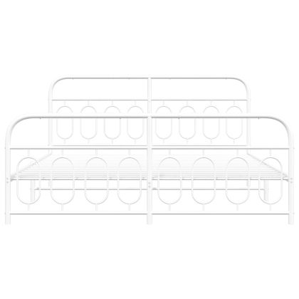 Метална рамка за легло с горна и долна табла, бяла, 193x203 см