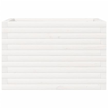 Градински сандък, бял, 70x40x45,5 см, масивна борова дървесина