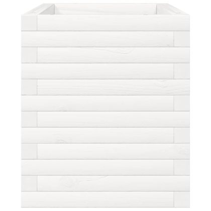 Градински сандък, бял, 70x40x45,5 см, масивна борова дървесина