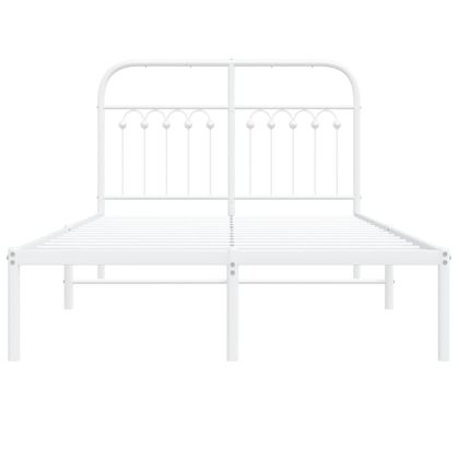 Метална рамка за легло с горна табла, бяла, 120x190 см