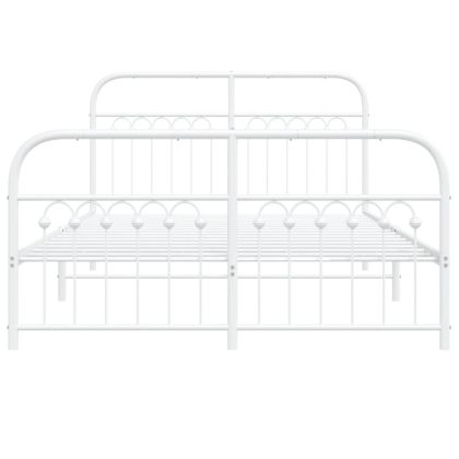 Метална рамка за легло с горна и долна табла, бяла, 140x190 см