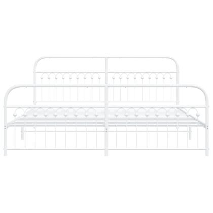 Метална рамка за легло с горна и долна табла, бяла, 193x203 см