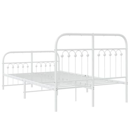 Метална рамка за легло с горна и долна табла, бяла, 120x200 см