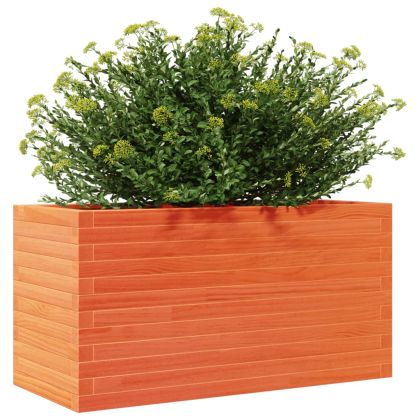 Градинска кашпа, восъчнокафява, 90x40x45,5см борово дърво масив
