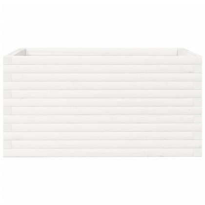 Градински сандък, бял, 90x60x45,5 см, масивна борова дървесина
