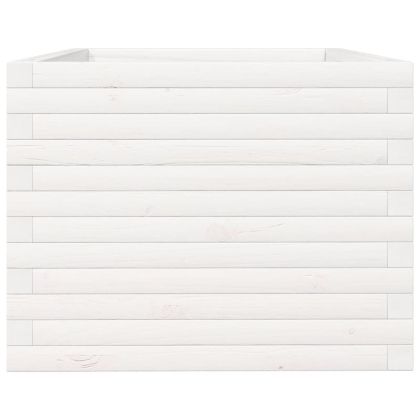Градински сандък, бял, 90x60x45,5 см, масивна борова дървесина