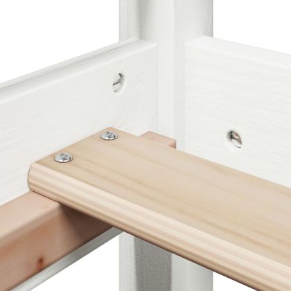 Комплект легло и пейка с покрив, бяла, 80x200 см, бор масив