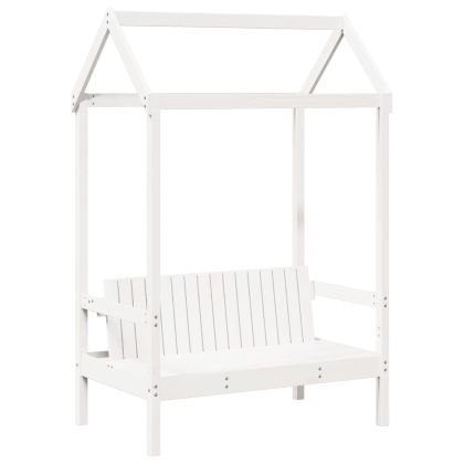 Комплект легло и пейка с покрив, бяла, 75x190 см, бор масив