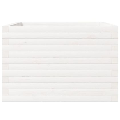 Градински сандък, бял, 70x70x46 см, масивна борова дървесина