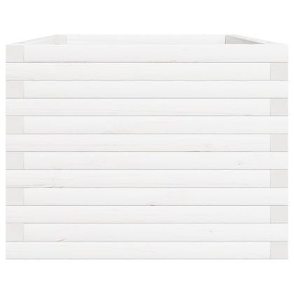 Градински сандък, бял, 90x60x46 см, масивна борова дървесина