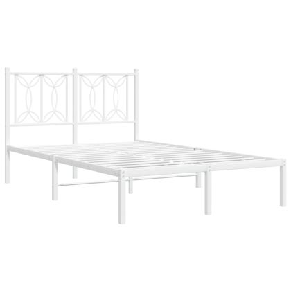 Метална рамка за легло с горна табла, бяла, 120x200 см