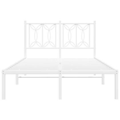 Метална рамка за легло с горна табла, бяла, 120x200 см