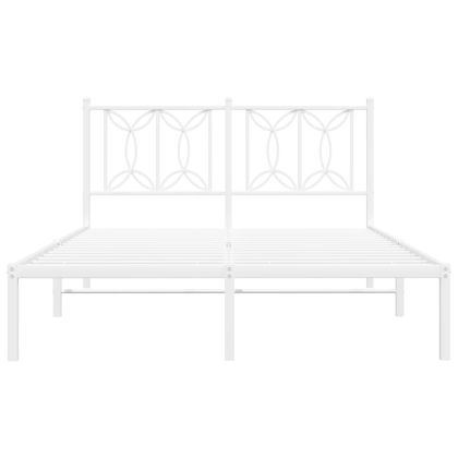 Метална рамка за легло с горна табла, бяла, 140x190 см