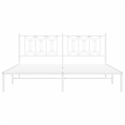 Метална рамка за легло с горна табла, черна, 183x213 см