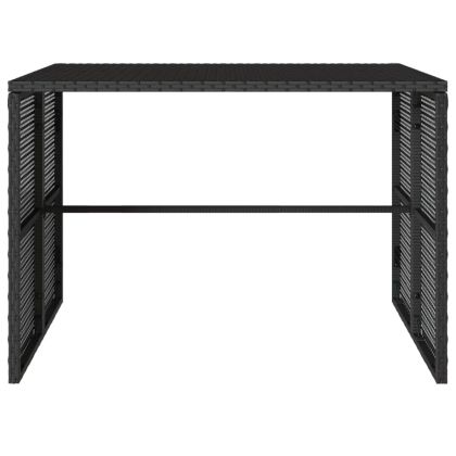 Градински комплект от 3 части с възглавници черни полиратан