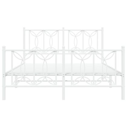 Метална рамка за легло с горна и долна табла, бяла, 140x200 см