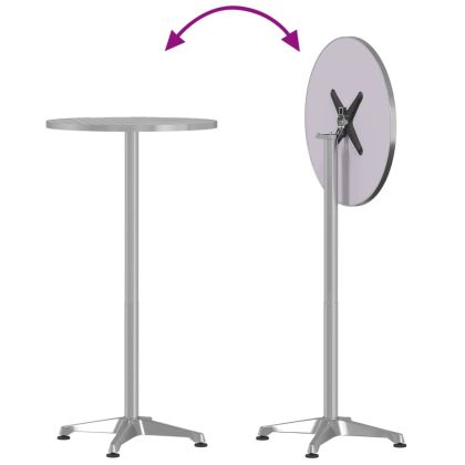 Външна бар маса, регулируема, Ø59,5x70/114,5 см, алуминий