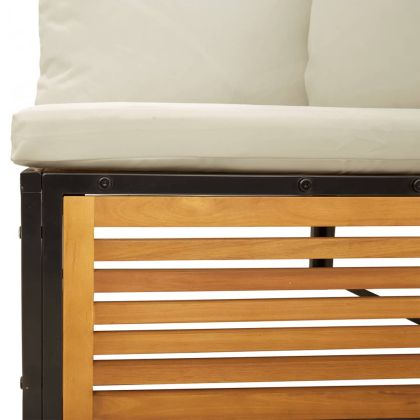 Градински диван с възглавници, 2-местен, масивна акация