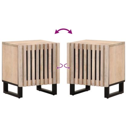 Нощно шкафче, 40x34x46 см, избелено мангово дърво масив