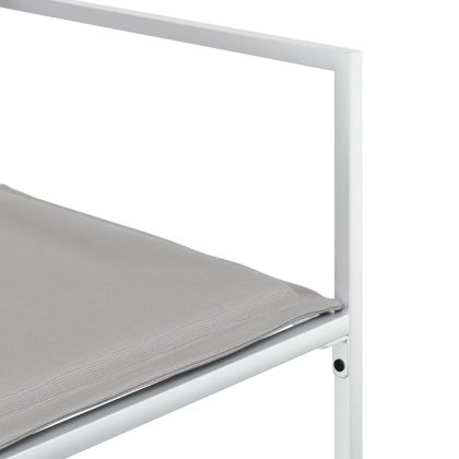 Градински комплект от 9 части, с възглавници, бял, текстилен