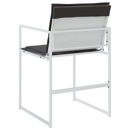 Градински столове с възглавници, 4 бр, бял, стомана и текстилен