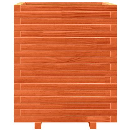 Градинска кашпа, восъчнокафява, 60x60x72 см, борово дърво масив