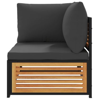 Градински комплект дивани с възглавници от 2 части акация масив