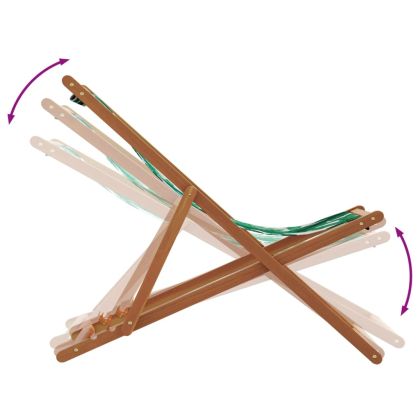 Сгъваеми плажни столове, 2 бр, на листа, плат и масивно дърво