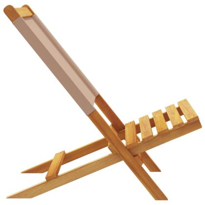 Сгъваеми градински столове, 6 бр, таупе, плат и дърво масив