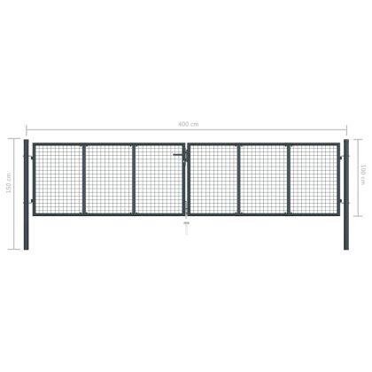Градинска мрежеста порта, поцинкована стомана, 400x100 см, сива