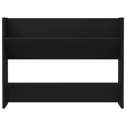 Стенен шкаф за обувки, черен, 80x18x60 см, инженерно дърво