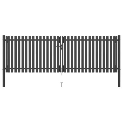 Градинска порта за ограда, стомана, 4x1,5 м, антрацит