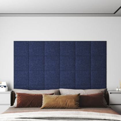 Стенни панели, 12 бр, сини, 30x30 см, плат, 1,08 м²