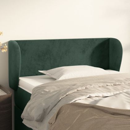 Горна табла за легло с уши, тъмнозелена, 93x23x78/88 см, кадифе