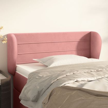 Горна табла за легло, розова, 103x23x78/88 см, кадифе