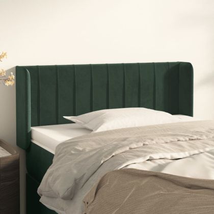 Горна табла за легло, тъмнозелена, 103x16x78/88 см, кадифе
