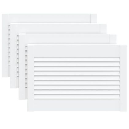 Врати за шкафове решетен дизайн 4 бр бял 39,5x59,4 см бор масив