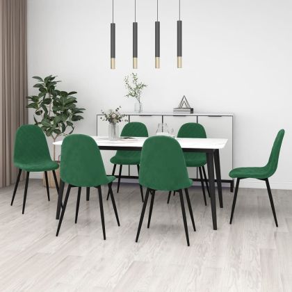 Трапезни столове, 6 бр, тъмнозелени, кадифе