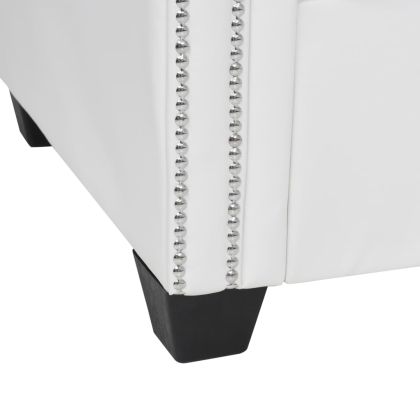 Г-образен Честърфийлд диван изкуствена кожа бял