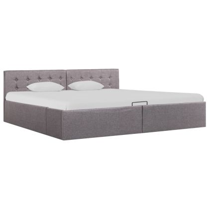 Легло с повдигащ механизъм, таупе, текстил, 180x200 см