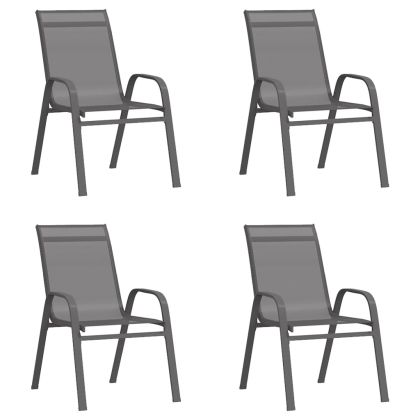 Стифиращи градински столове, 4 бр, сиви, тъкан textilene