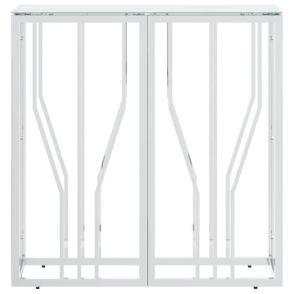 Конзолна маса сребро 70x30x70 см неръждаема стомана и стъкло