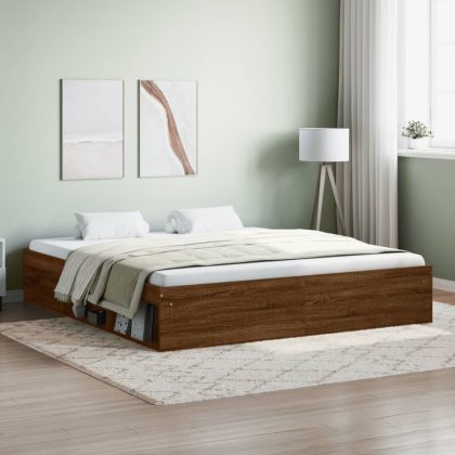 Рамка за легло, кафяв дъб, 180x200 cм, Super King Size