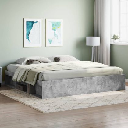 Рамка за легло, бетонно сиво, 200x200 см