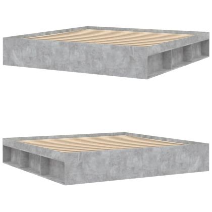 Рамка за легло, бетонно сиво, 200x200 см