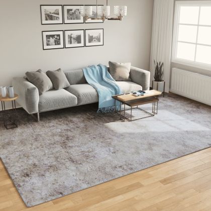 Перящ се килим, сив, 400x300 см, противоплъзгащ