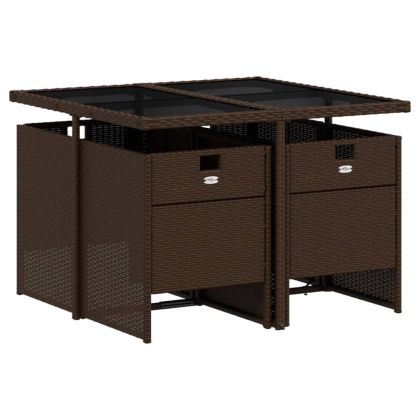 Градински комплект с възглавници 5 части кафяв полиратан