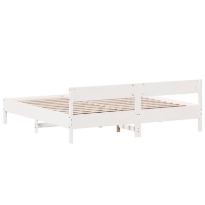 Рамка за легло без матрак, бял, 200x200 см, бор масив